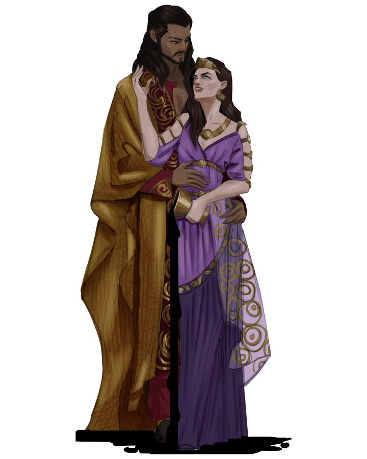 Art of Selene and Belisarius from Poisoned Empire by Elyse Thomson, art by @zortme