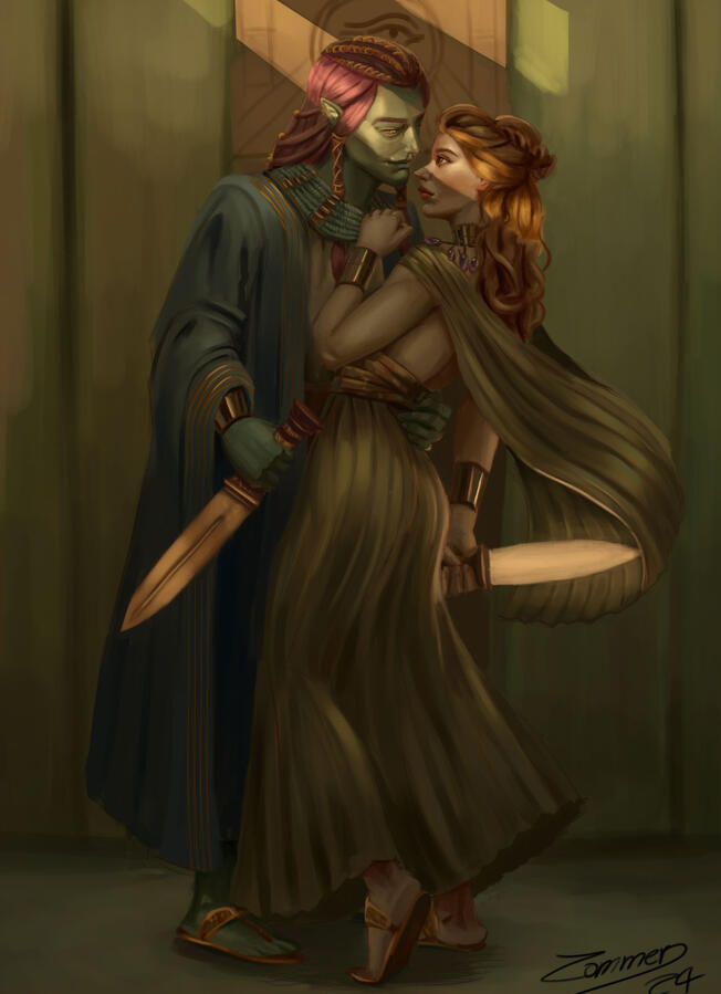 Taisiya and Mereruka from Conspirators' Kingdom, art by @zortme