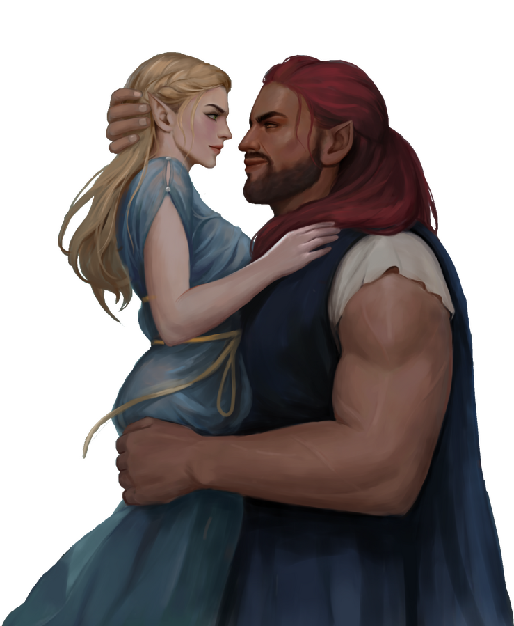 Aurora and Theron from The Oracle of Dusk by Elyse Thomson, art by @azaamond
